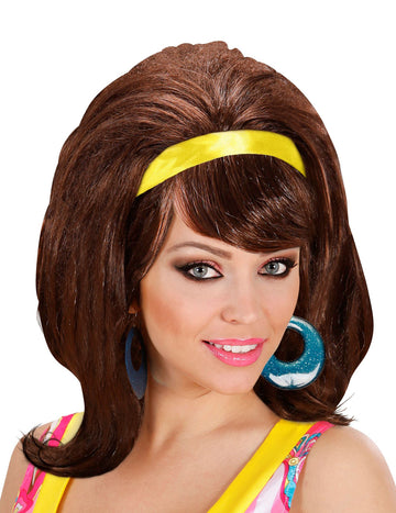 Чатал перука 60 -те с женска жълта панделка