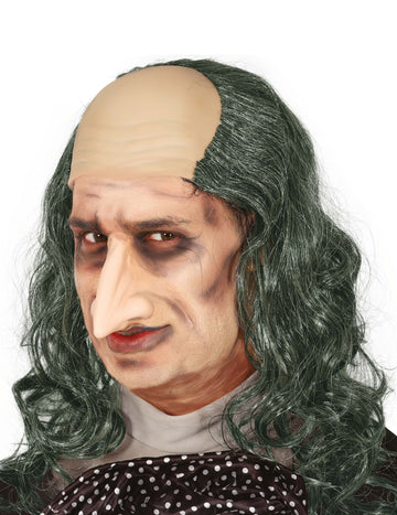 Плешива перука с дълга зелена коса за възрастни