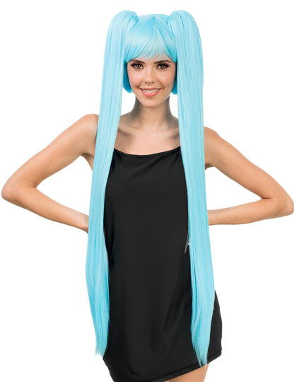 Луксозна косплей перука с дълги сини опашки за възрастни 