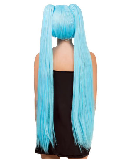 Луксозна косплей перука с дълги сини опашки за възрастни 