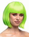 Perruque courte verte fluo pour femme vert fluo coupe au carré