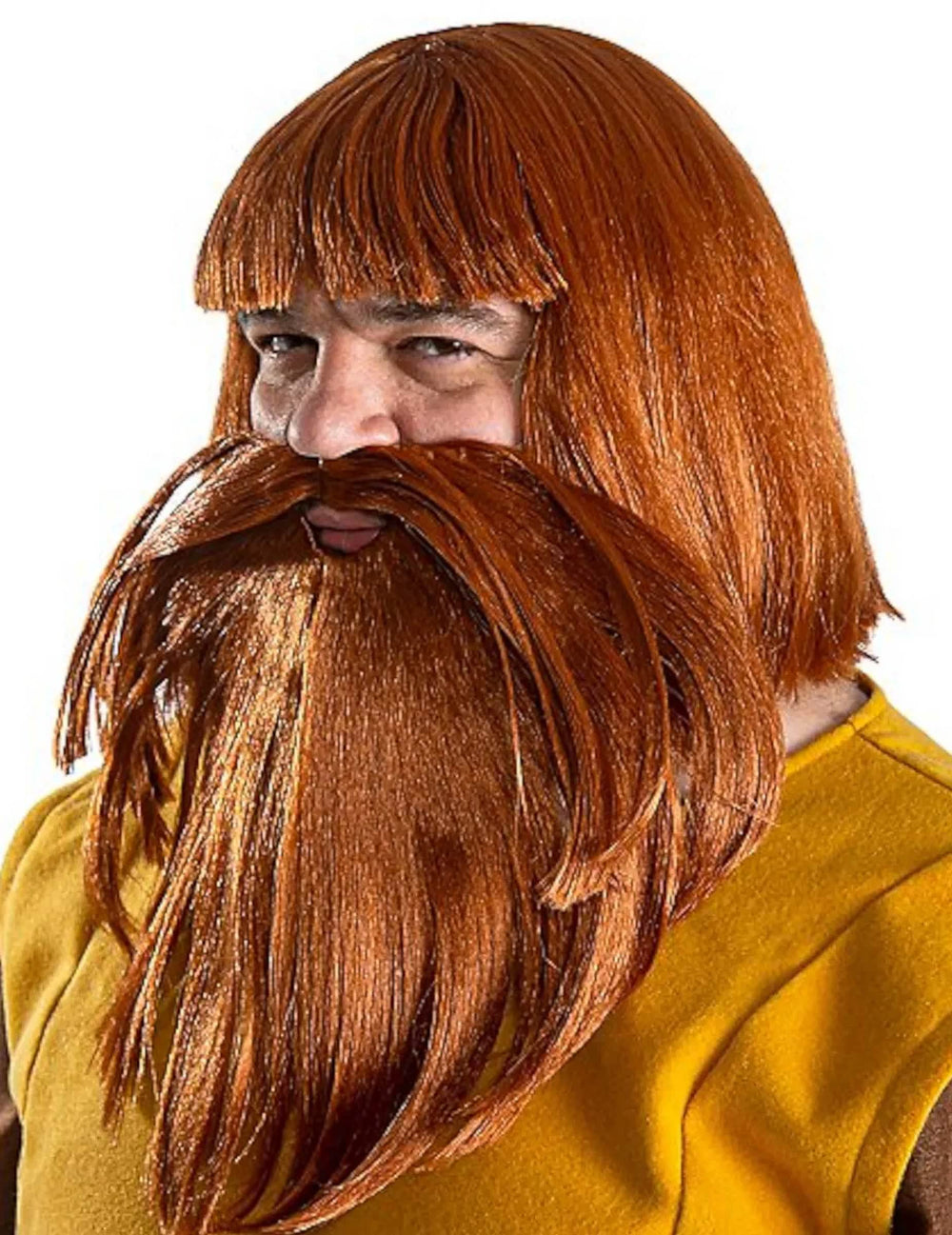 Близък план на брадата и бретона на перуката и брадата Halvar Vic the Viking