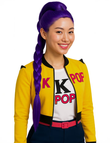Лилава плитка перука Kpop за възрастни 