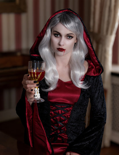 Vue de face de la perruque longue Halloween pour adulte