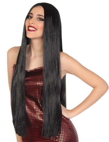 Черна гладка дълга перука 80 см 80 см