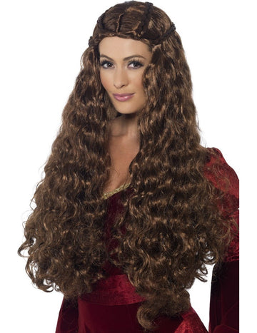 Дълго средновековна принцеса перука кафяви жени