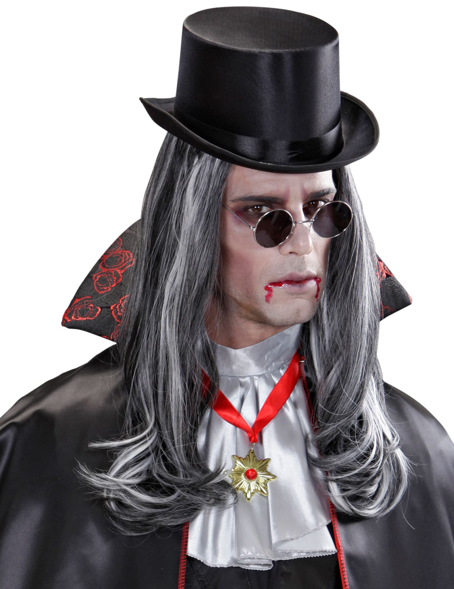 Vue de face de la perruque longue vampire