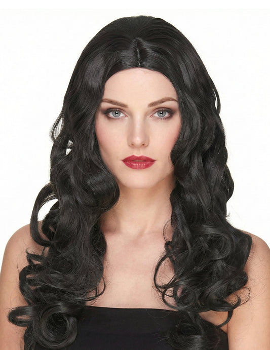 Perruque luxe longue bouclée pour femme noire
