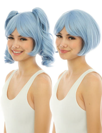 Манга перука с луксозни пастелни сини пигтейли