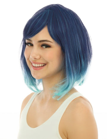 Луксозна синя вратовръзка на средна дължина и перука за багрило за възрастни