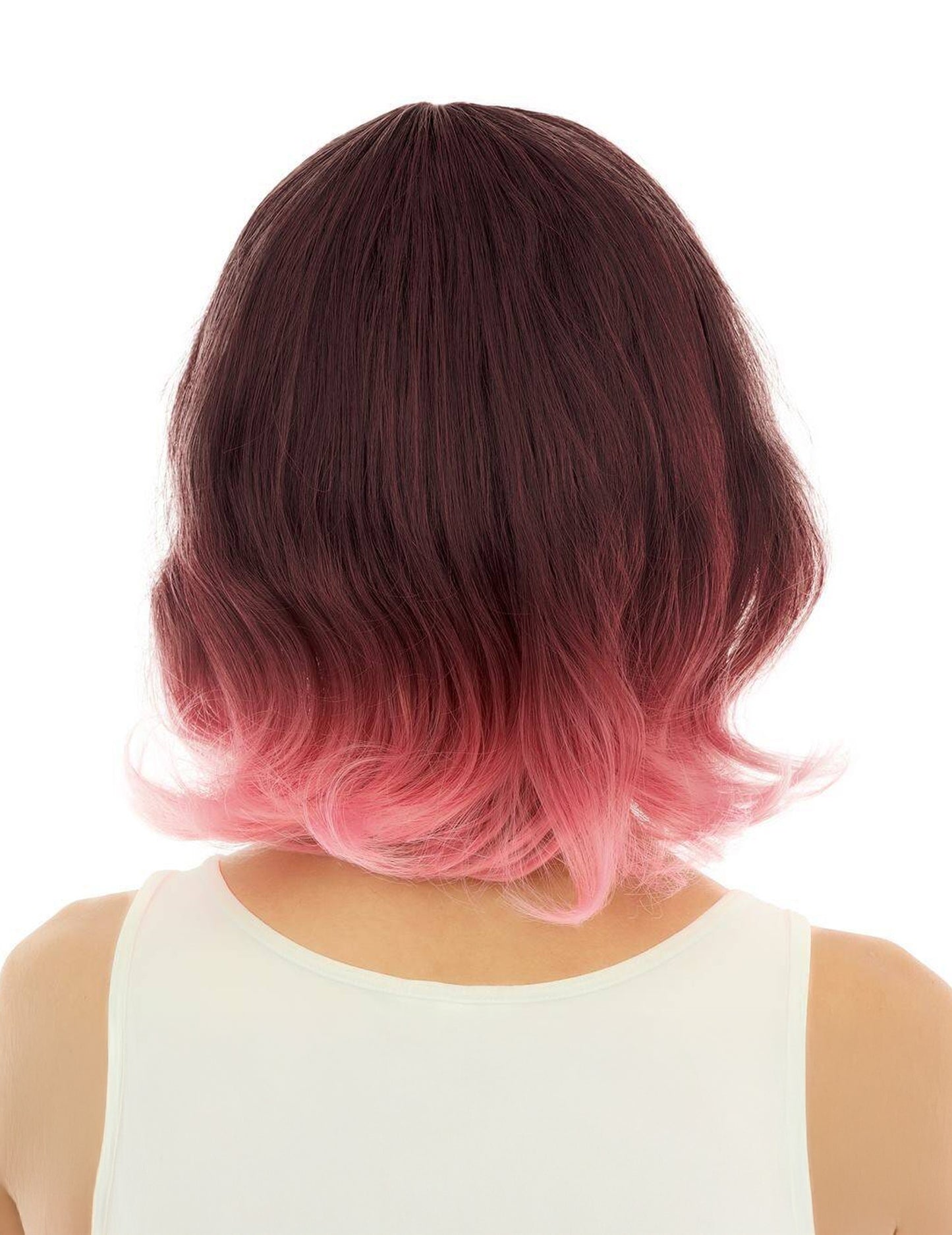 Луксозна перука за възрастни в розово с тай-дай, средна дължина