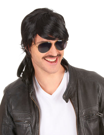 Черна права перука за мъже