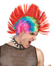 Perruque punk pour homme multicolore avec crête rouge