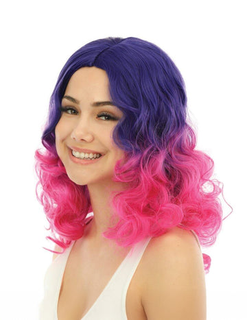 Луксозно розово и лилаво розово и лилаво перука за възрастни