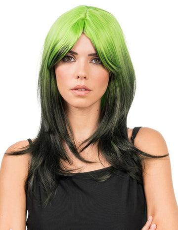 Възрастни зелени и черни вратовръзки и перука за багрило