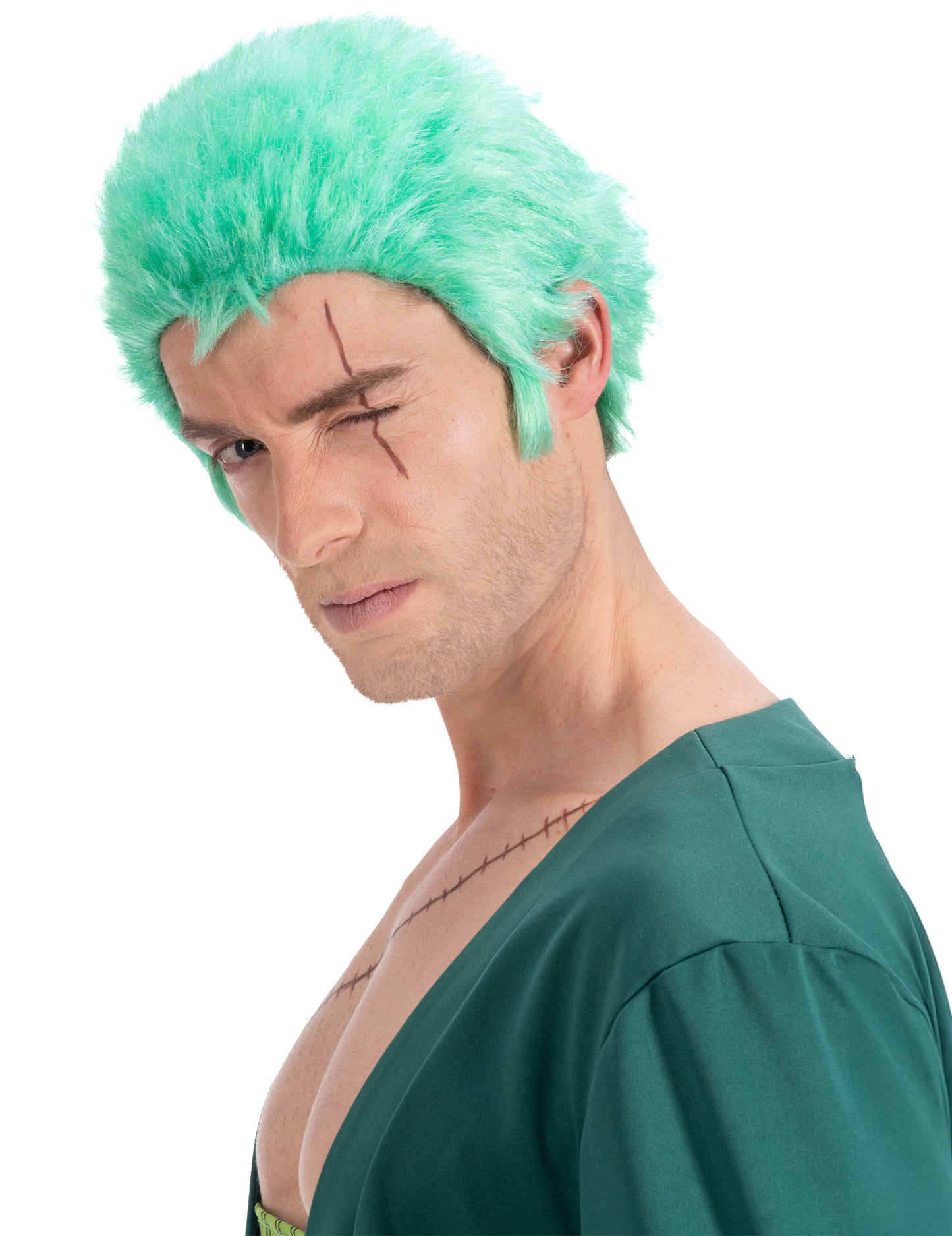 Perruque Zoro One Piece pour homme verte
