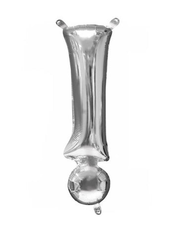 Балон от сребърно фолио с удивителен знак 10 x 40 см