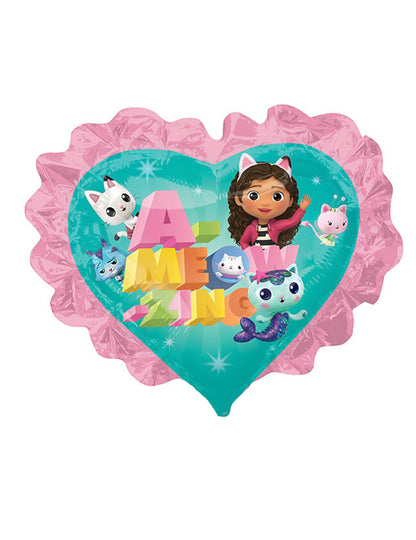 Малък алуминиев балон за сърце Габи и вълшебната къща 22 cm