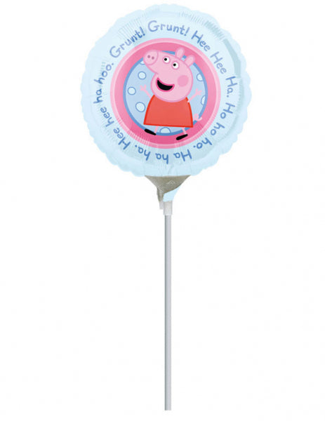 Ballon aluminium Peppa Pig pour enfant bleu et rose sur tige