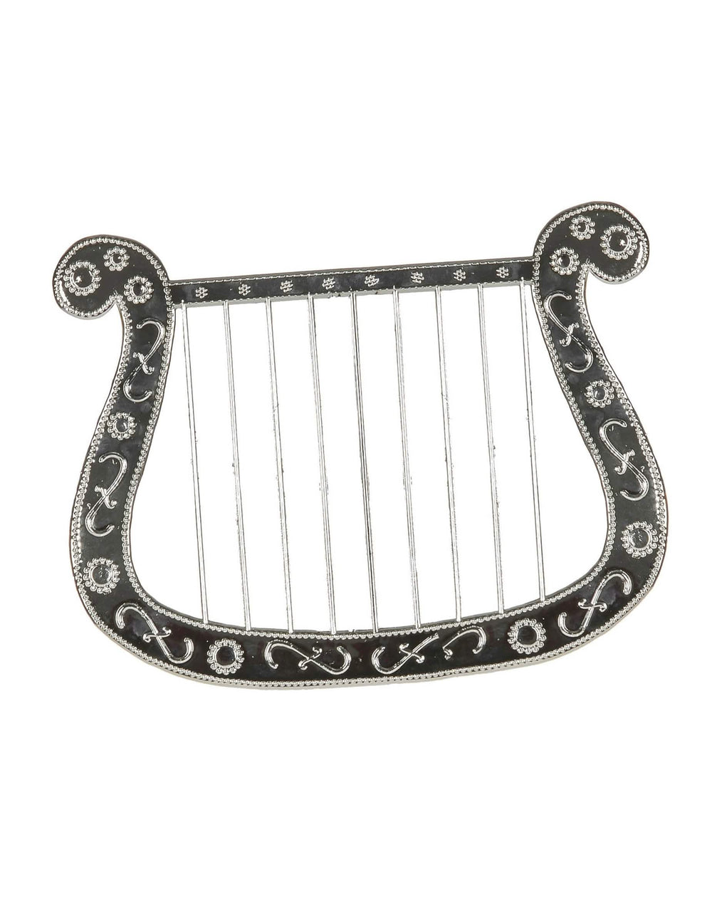 Petite harpe pour déguisement argentée avec motifs noirs