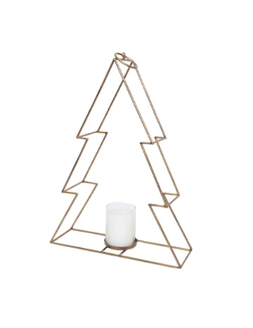 Златна метална поставка за свещ за коледна елха 34 cm шикозен декор