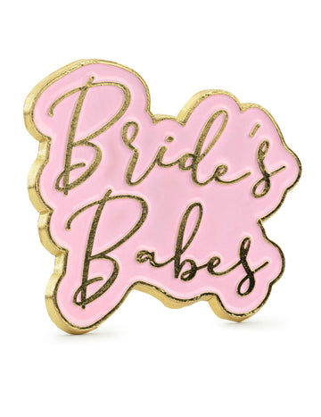 Pin's Bride Babes pour EVJF rose et doré en métal