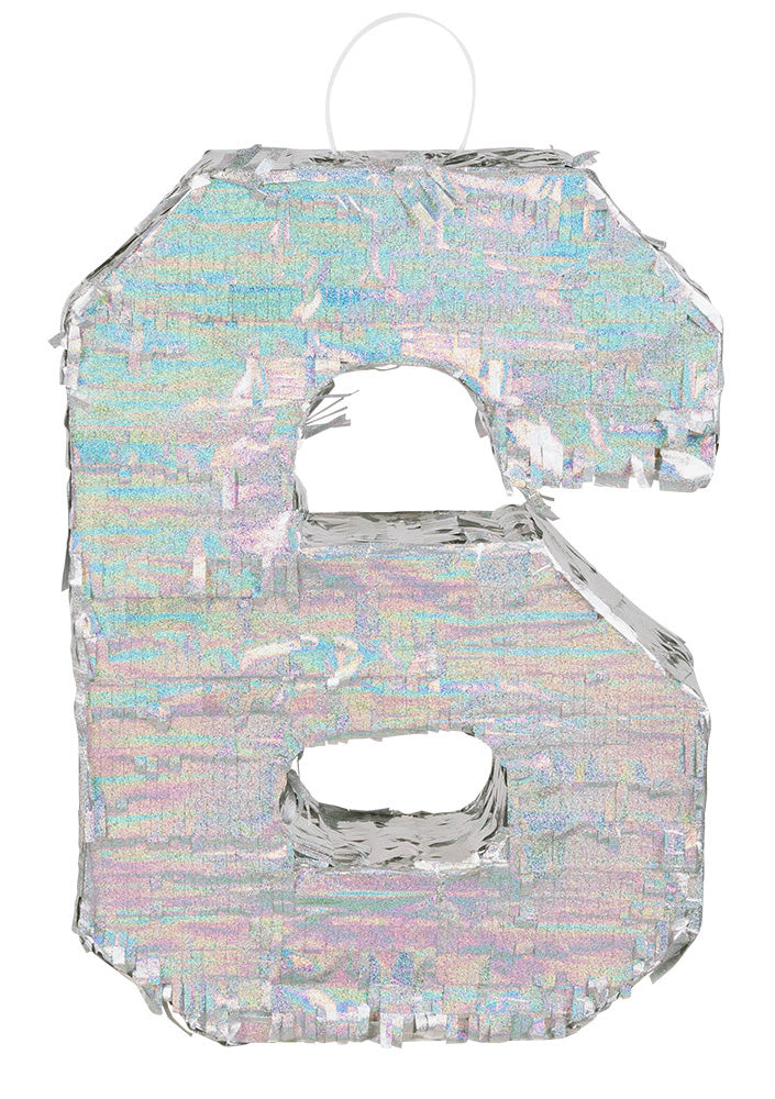 Сребърна холографска пинята, номер 6, 40 x 28 x 8 cm да запълня