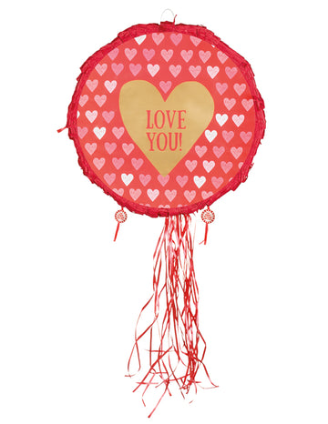 Piñata cœur Love you pour fête rouge et or