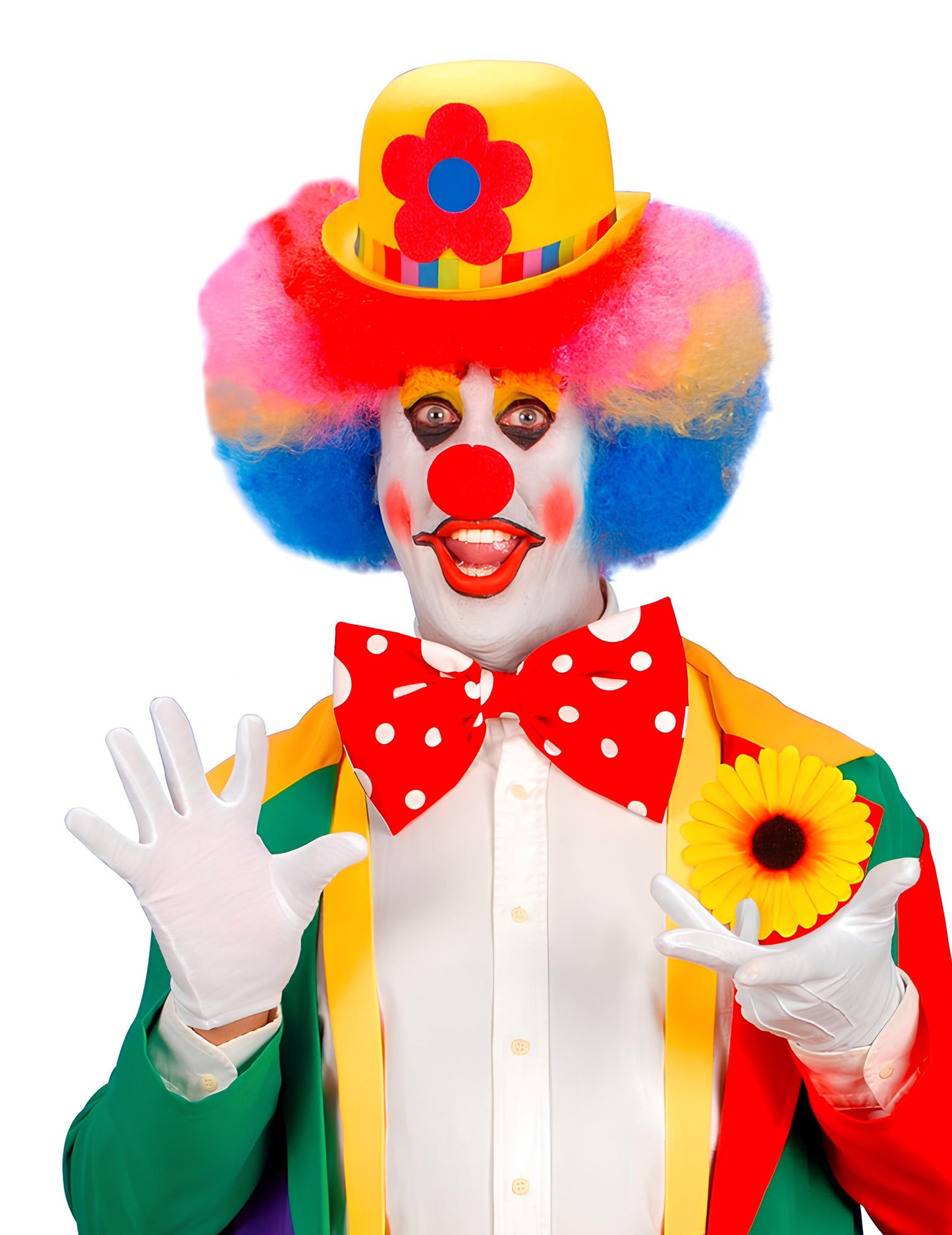 Mise en situation sur un déguisement de clown de la pince fleur de tournesol