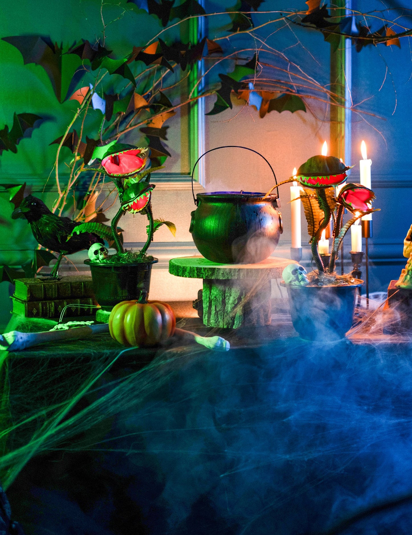 Mise en situation de la plante carnivore animée pour Halloween