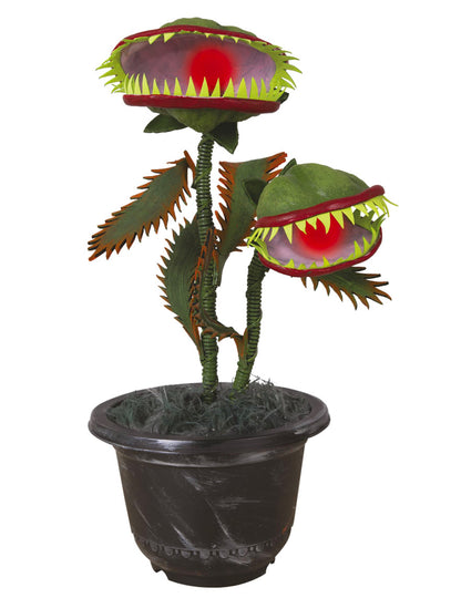 Plante carnivore animée pour Halloween verte et rouge lumineuse