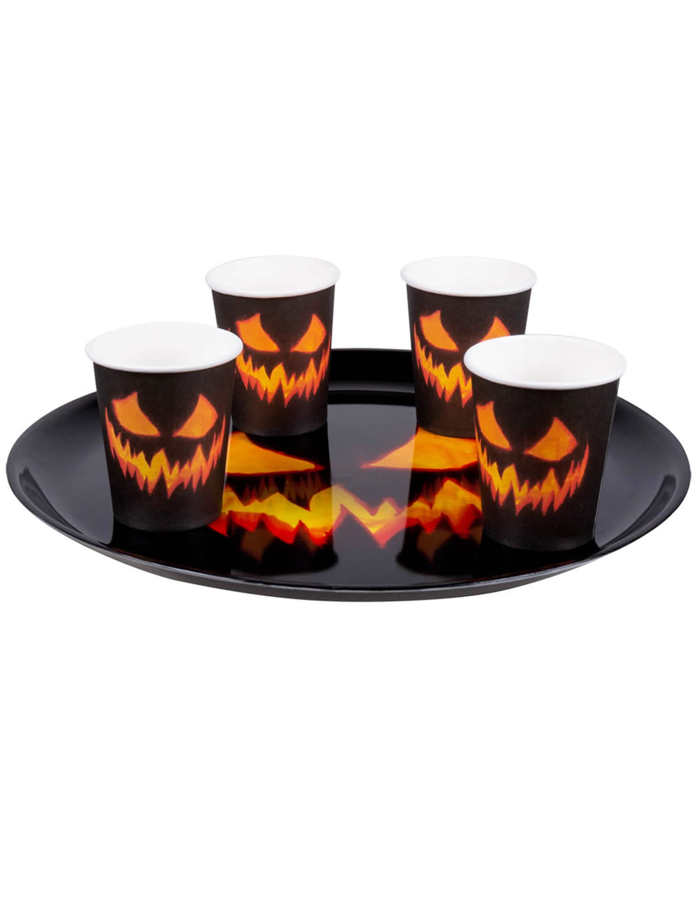 Кръгла чиния с страховита тиква за halloween, черен и оранжев