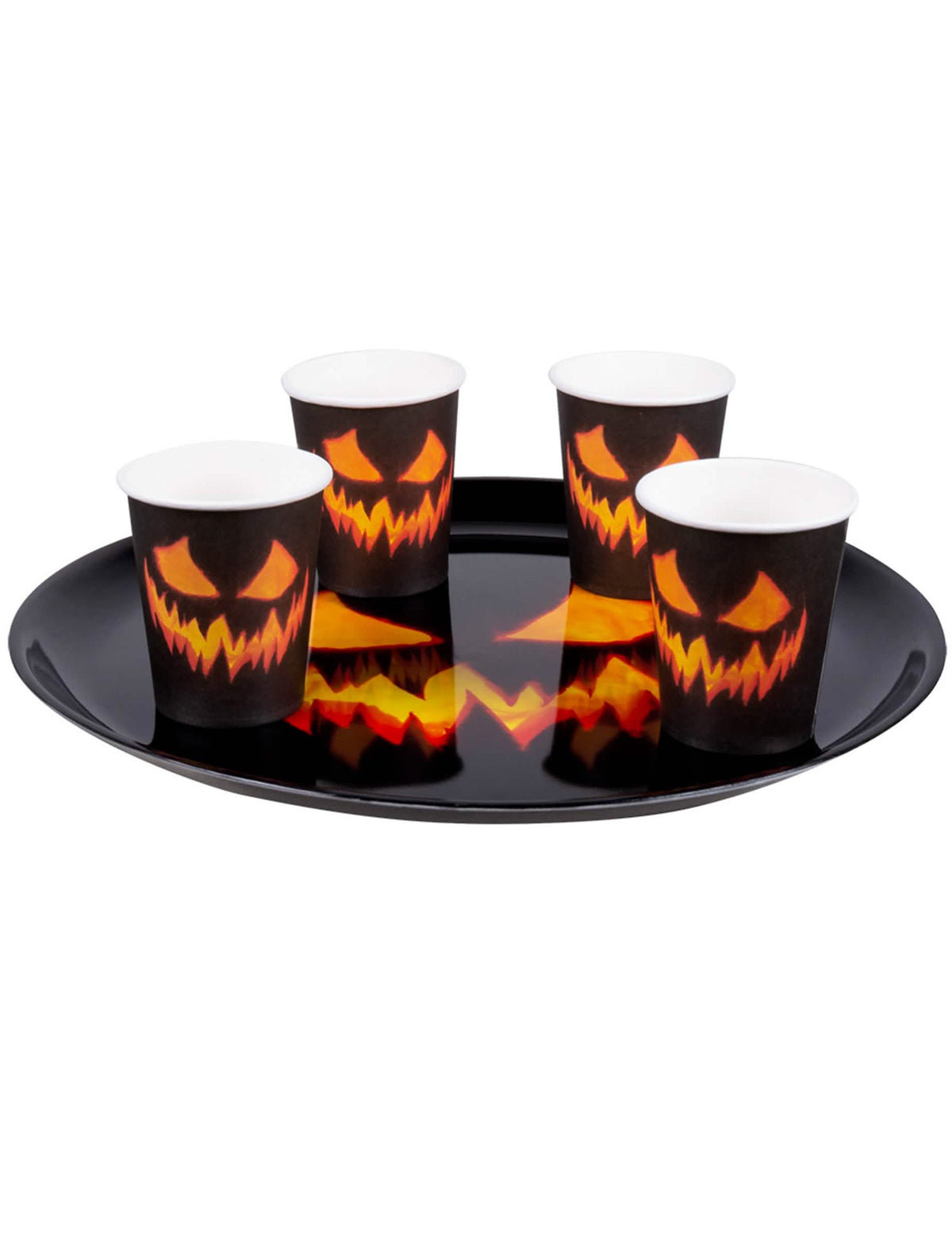 Кръгла чиния с страховита тиква за halloween, черен и оранжев