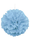Pompon en papier pour décoration de mariage bleu pastel