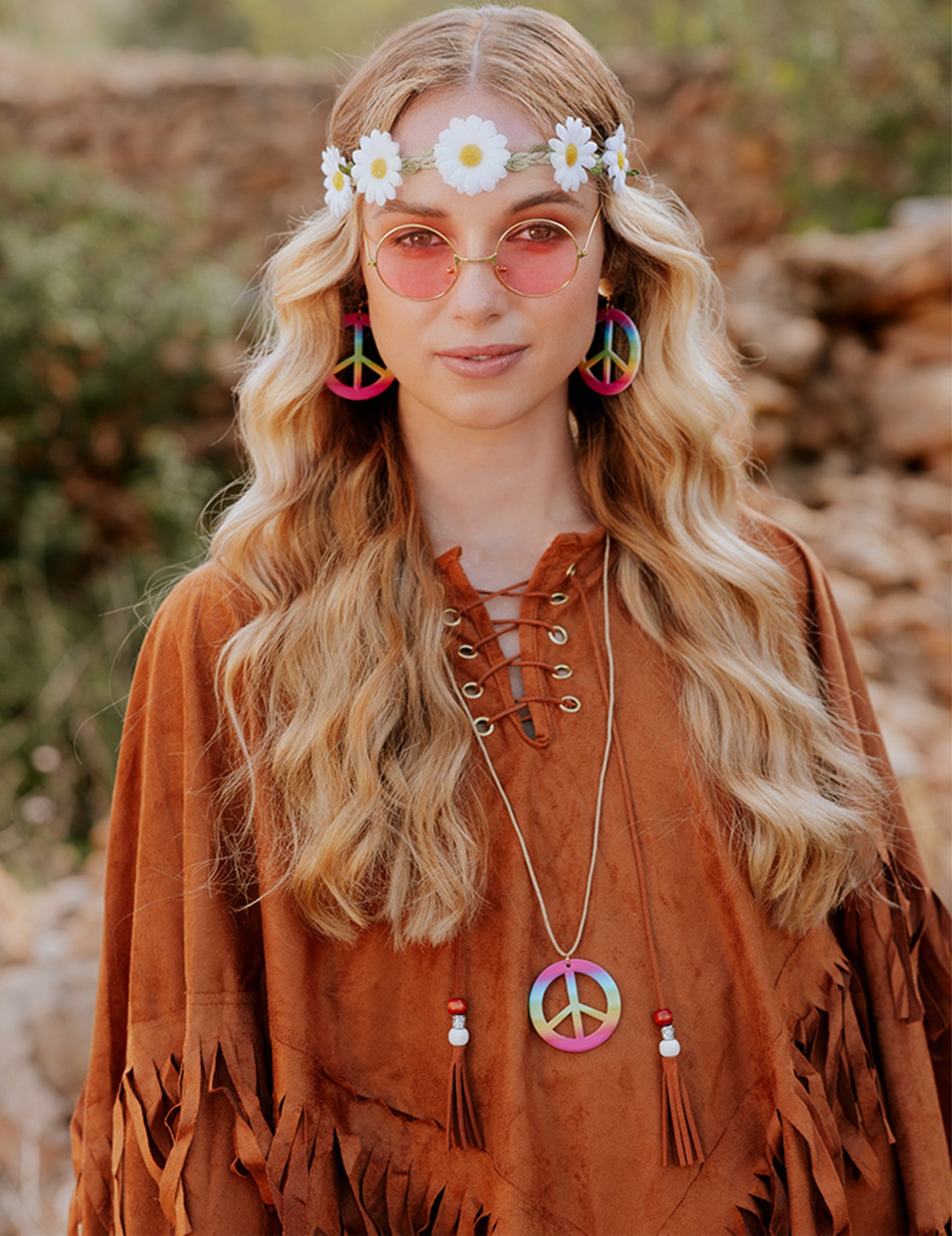 Индийско пончо с кафяви жени