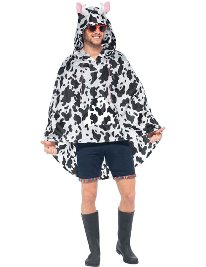 Vue de face du poncho vache pour adulte