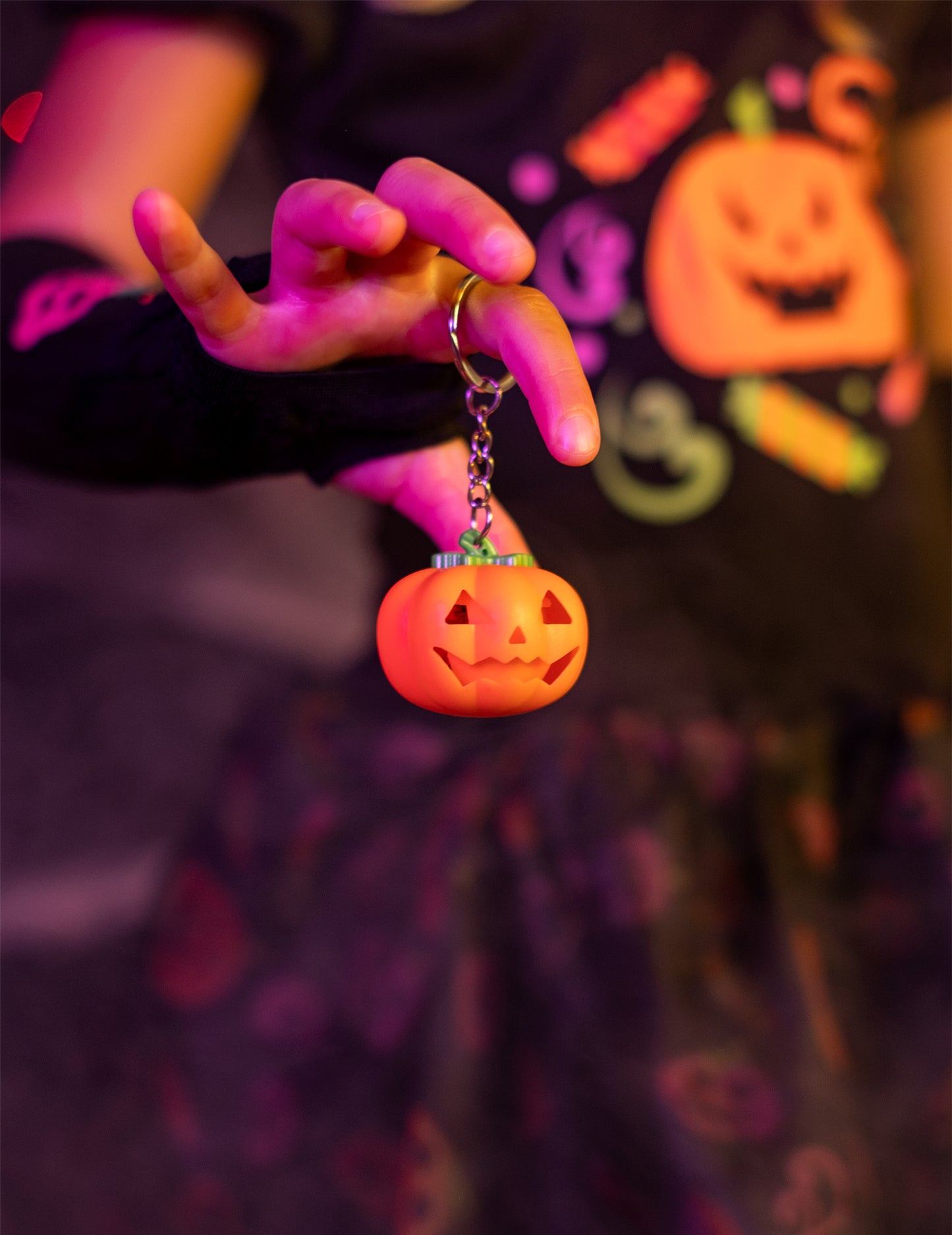 Mise en situation du porte clé citrouille