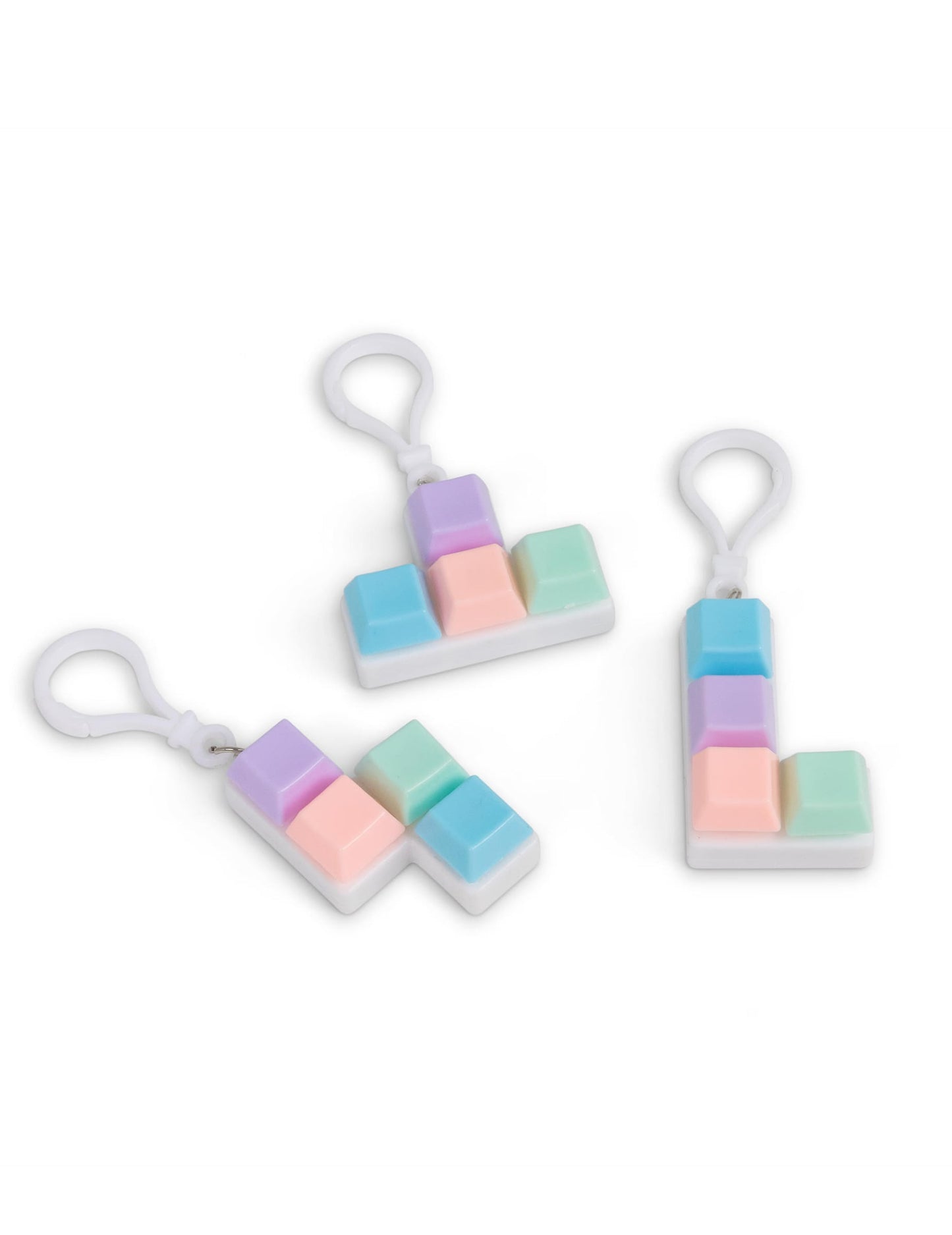 Assortiment des trois modèles du porte-clés clavier fidget