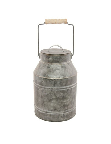 Цинкова кана за мляко с капак 22 cm селски винтидж декор