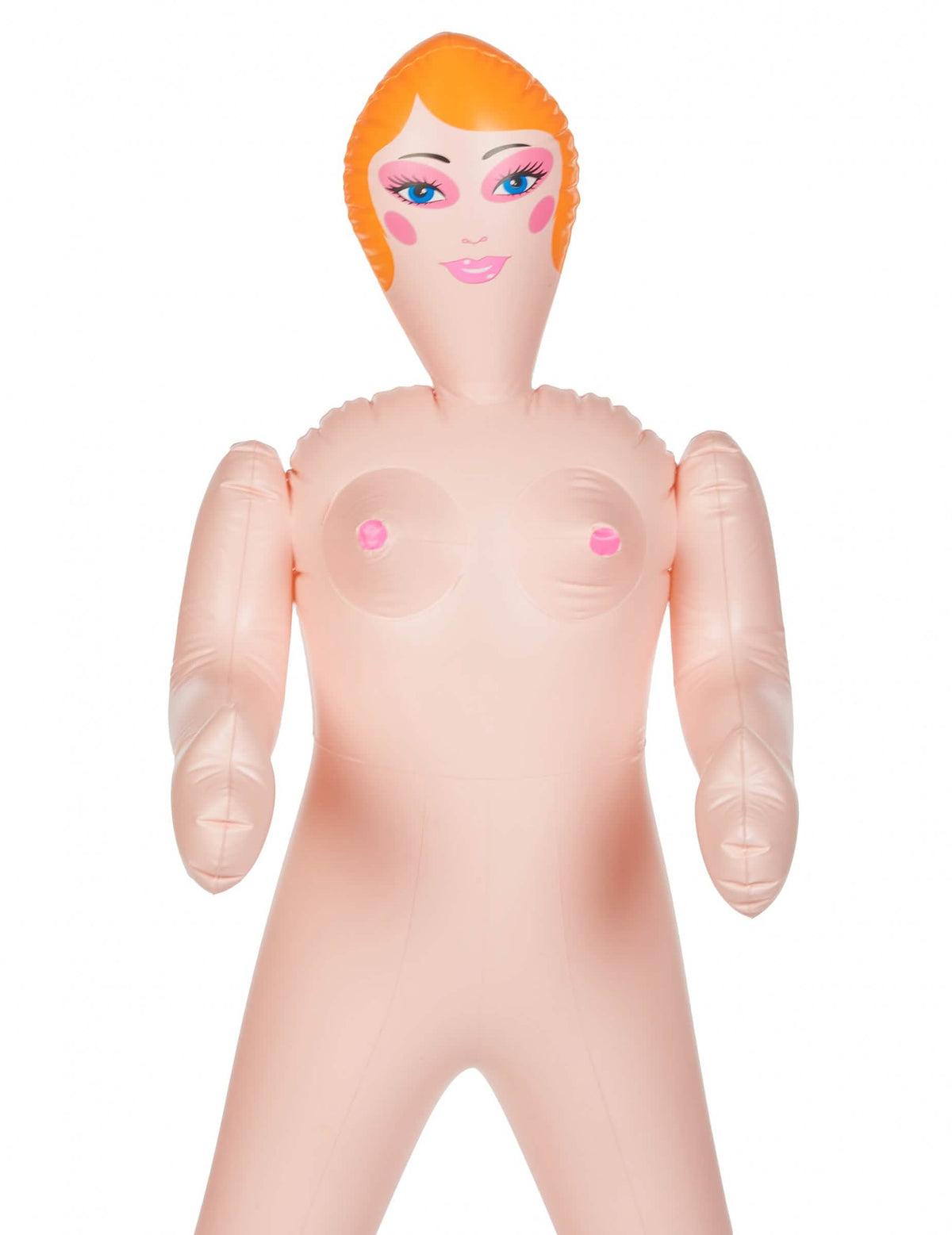 Détail du buste et du visage de la poupée gonflable femme pour adulte