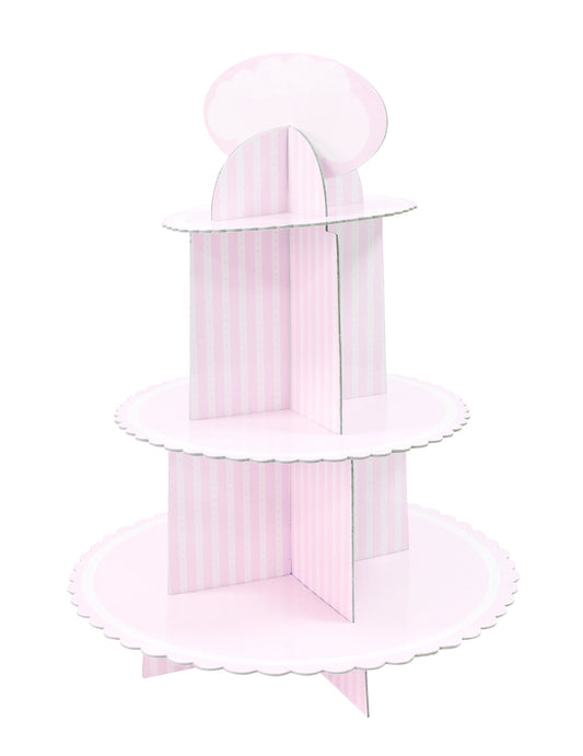 Vue de trois quarts du présentoir à cupcake en carton pour anniversaire