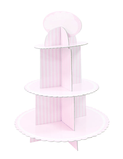 Поставка за мъфини от картон в бяло и розово 30 x 42 cm за рожден ден