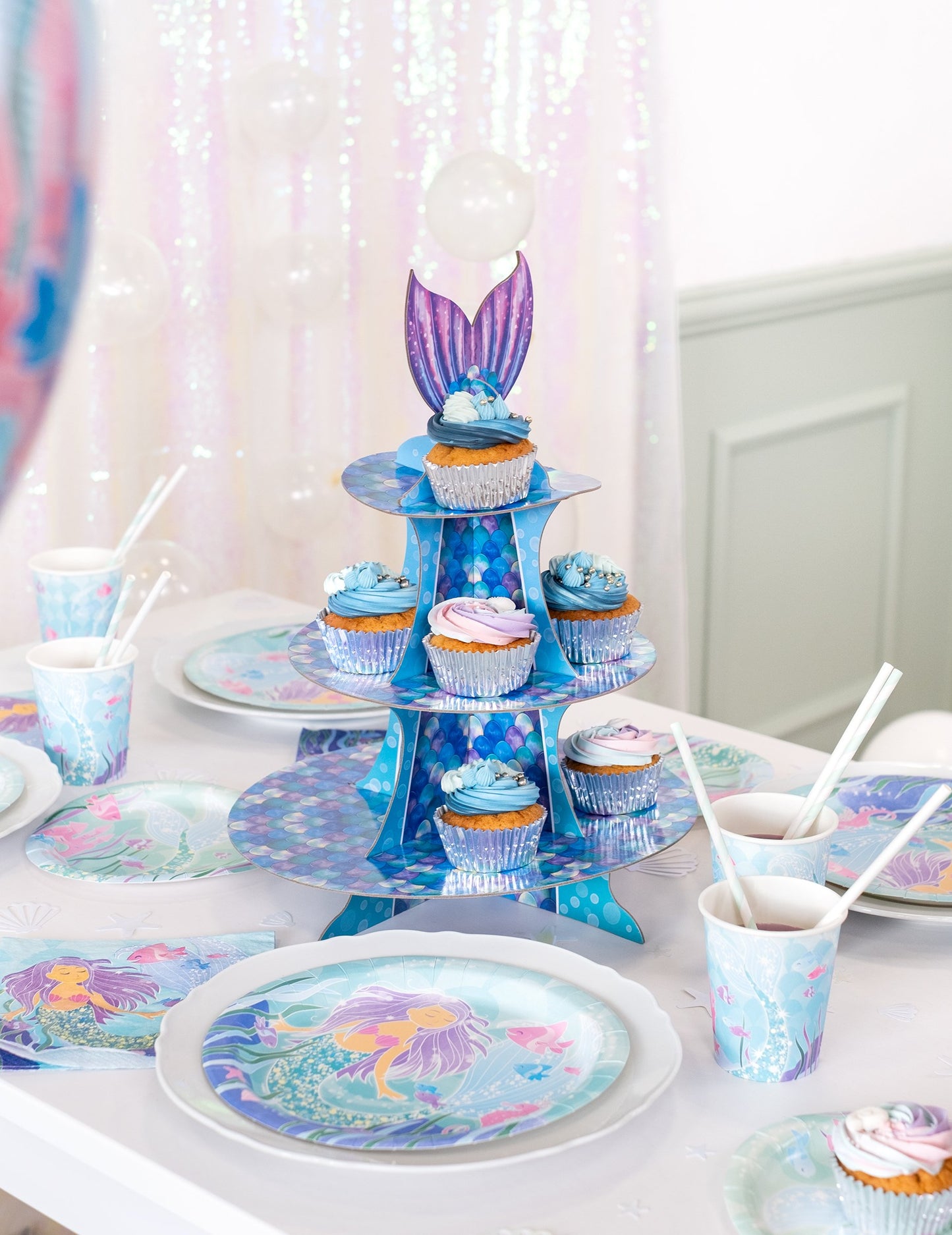 Cupcake Display Blue Purple Siren 40 cm