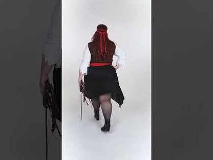 Синьо и черно раирана пиратска жена с голям размер