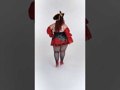 Червен пиратски костюм за жени - Premium