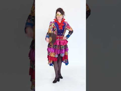 Дълго дамско сако във фиеста-карнавален стил, многоцветно, висок клас 