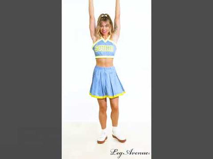 Луксозен костюм помпом момиче синьо небе жена