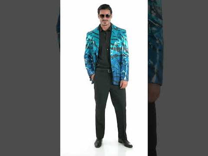 Яке за костюм за възрастни сини вълни