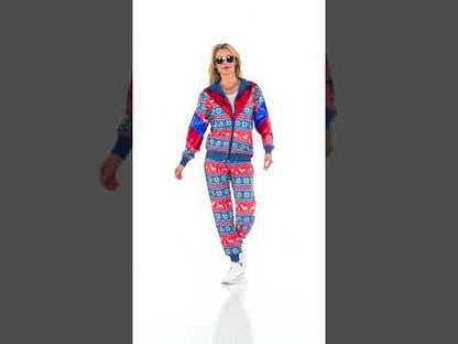 Коледен анцуг за възрастни в синьо и червено