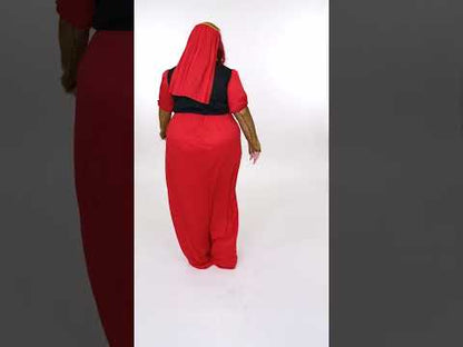 Голяма средновековна жена с червен размер жена